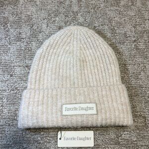 Favorite Daughter Beige Ribbed Beanie